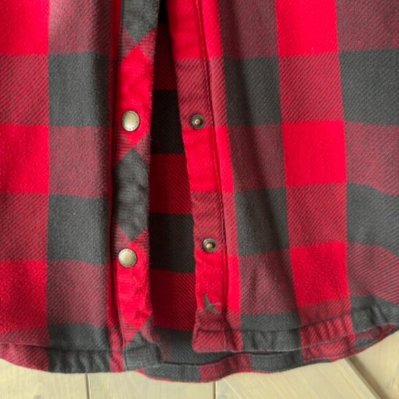Eddie Bauer Womens Shacket Red Plaid Corduroy Flannel Snap Shirt Size Medium - Picture 4 of 5